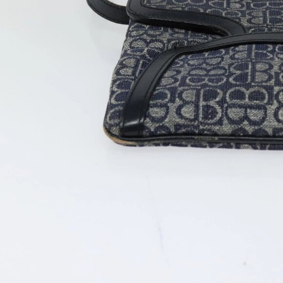 BALENCIAGA BB Shoulder Bag Canvas Navy Gold Auth bs25889 - Picture 4 of 16